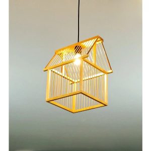 Đèn Mây Tre Gỗ Thả Trần Hidagreen – Mẫu Hình Ngôi Nhà Độc Đáo Decor Quán Cafe