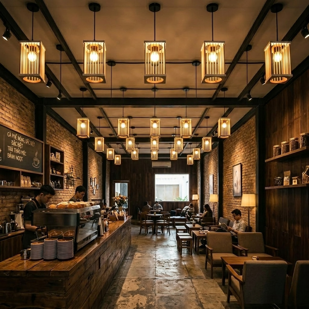 Đèn mây tre gỗ thả trần HidaGreen mẫu hộp vuông – Đèn tre lắp ráp decor quán cafe, nhà hàng, homestay - Ảnh 2